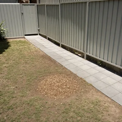 After: Stump ground out through a narrow side gate, Ringwood